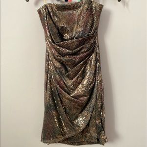 Gold strapless dress